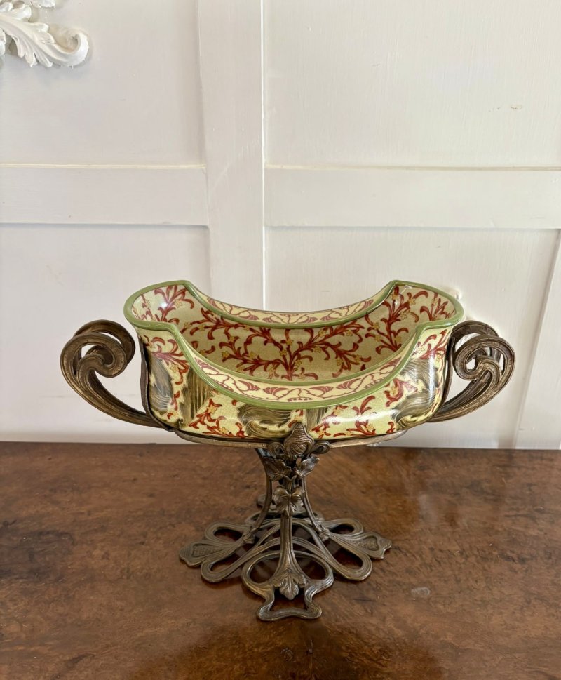 Antique Edwardian Quality Porcelain and Brass Centrepiece - Image 3